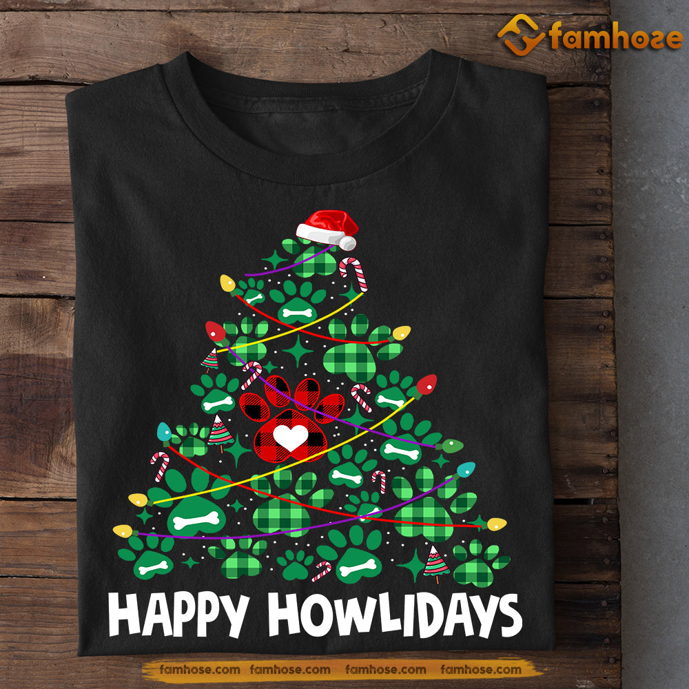 Dog Christmas T-shirt, Happy Howlidays Dogshoes Arrange Christmas Tree, Gift For Dog Lovers, Dog Tees, Dog Owners