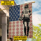 Personalized Soccer Girl American Garden Flag House Flag, July 4th Patriotic Soccer USA Flag Gift For Soccer Lovers