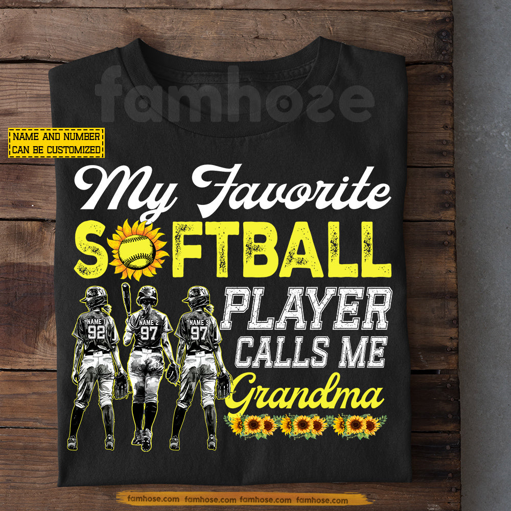 Personalized Softball Grandma T-shirt, My Favorite Softball Player Sport Tees Gift For Softball Lovers