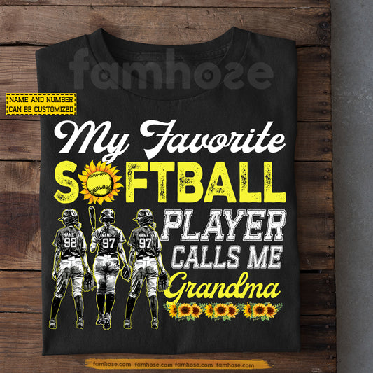 Personalized Softball Grandma T-shirt, My Favorite Softball Player Sport Tees Gift For Softball Lovers