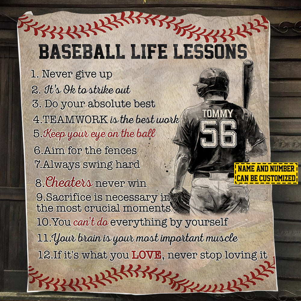 Personalized Baseball Boy Blanket, Baseball Life Lessons, Baseball Fleece Blanket - Sherpa Blanket, Gift For Male Baseball Lovers, Baseball Players