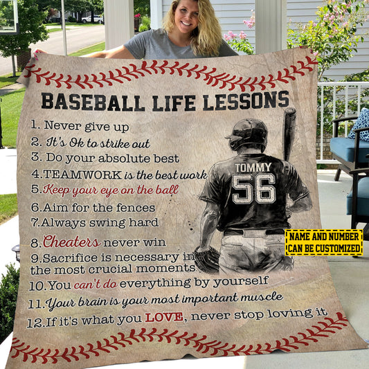 Personalized Baseball Boy Blanket, Baseball Life Lessons, Baseball Fleece Blanket - Sherpa Blanket, Gift For Male Baseball Lovers, Baseball Players