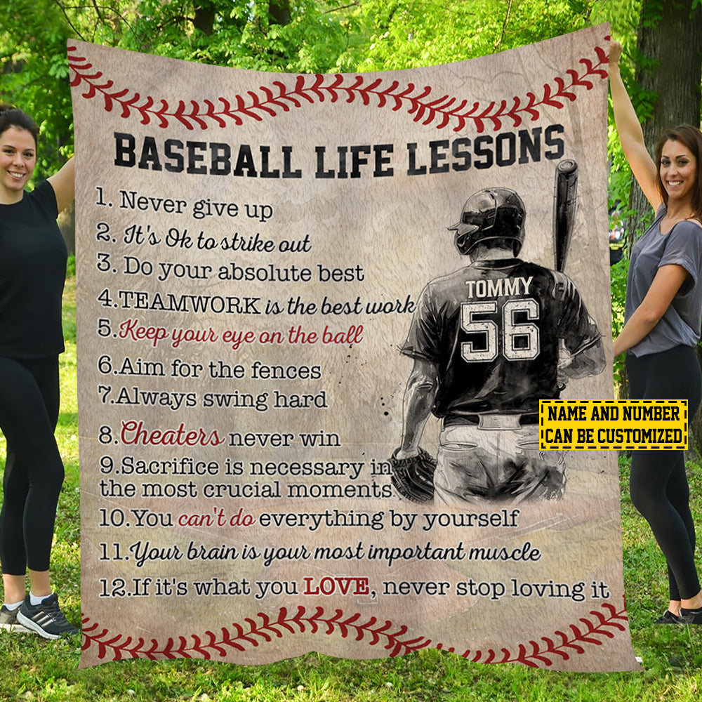 Personalized Baseball Boy Blanket, Baseball Life Lessons, Baseball Fleece Blanket - Sherpa Blanket, Gift For Male Baseball Lovers, Baseball Players