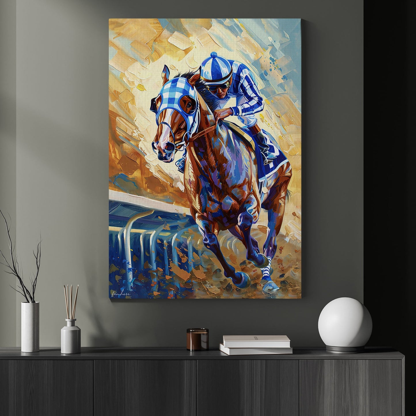 Secretariat Canvas Painting, Follow Up, Jockey Wall Art Decor, Poster Gift For Horse Racing Lovers