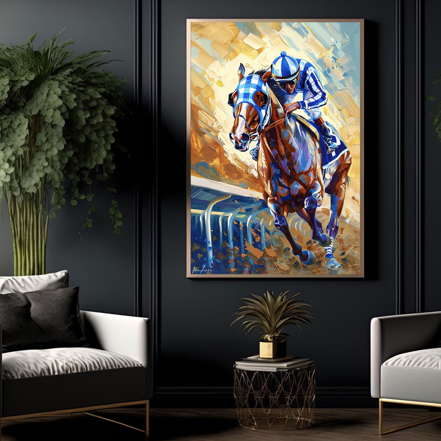 Secretariat Canvas Painting, Follow Up, Jockey Wall Art Decor, Poster Gift For Horse Racing Lovers