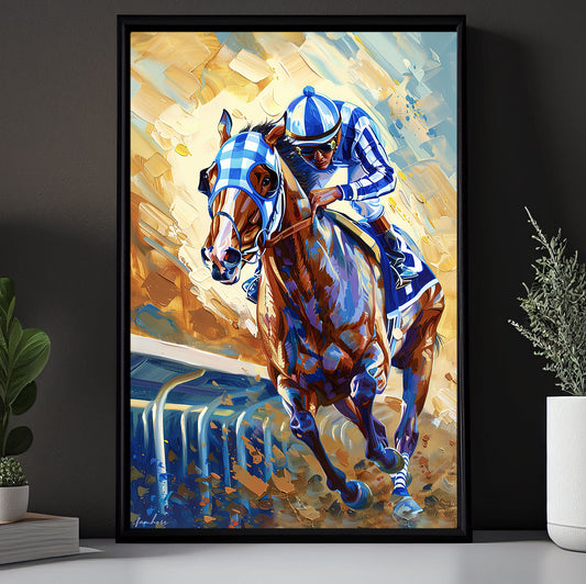 Secretariat Canvas Painting, Follow Up, Jockey Wall Art Decor, Poster Gift For Horse Racing Lovers