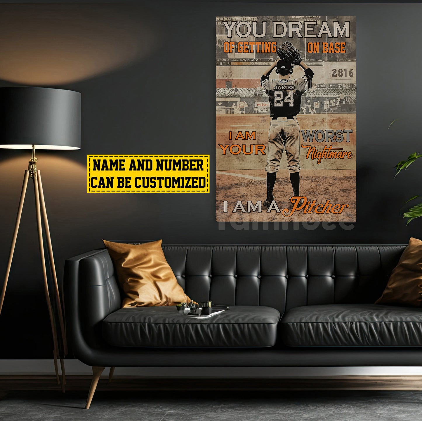 Cool Personalized Pitcher Baseball Canvas Painting, I Am A Pitcher Sports Wall Art Decor, Poster Gift For Pitcher Baseball Lovers