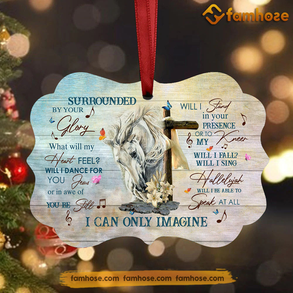 Christmas Horse Ornament, Surrounded By Your Glory Gift For Horse Lovers, Aluminum Ornament