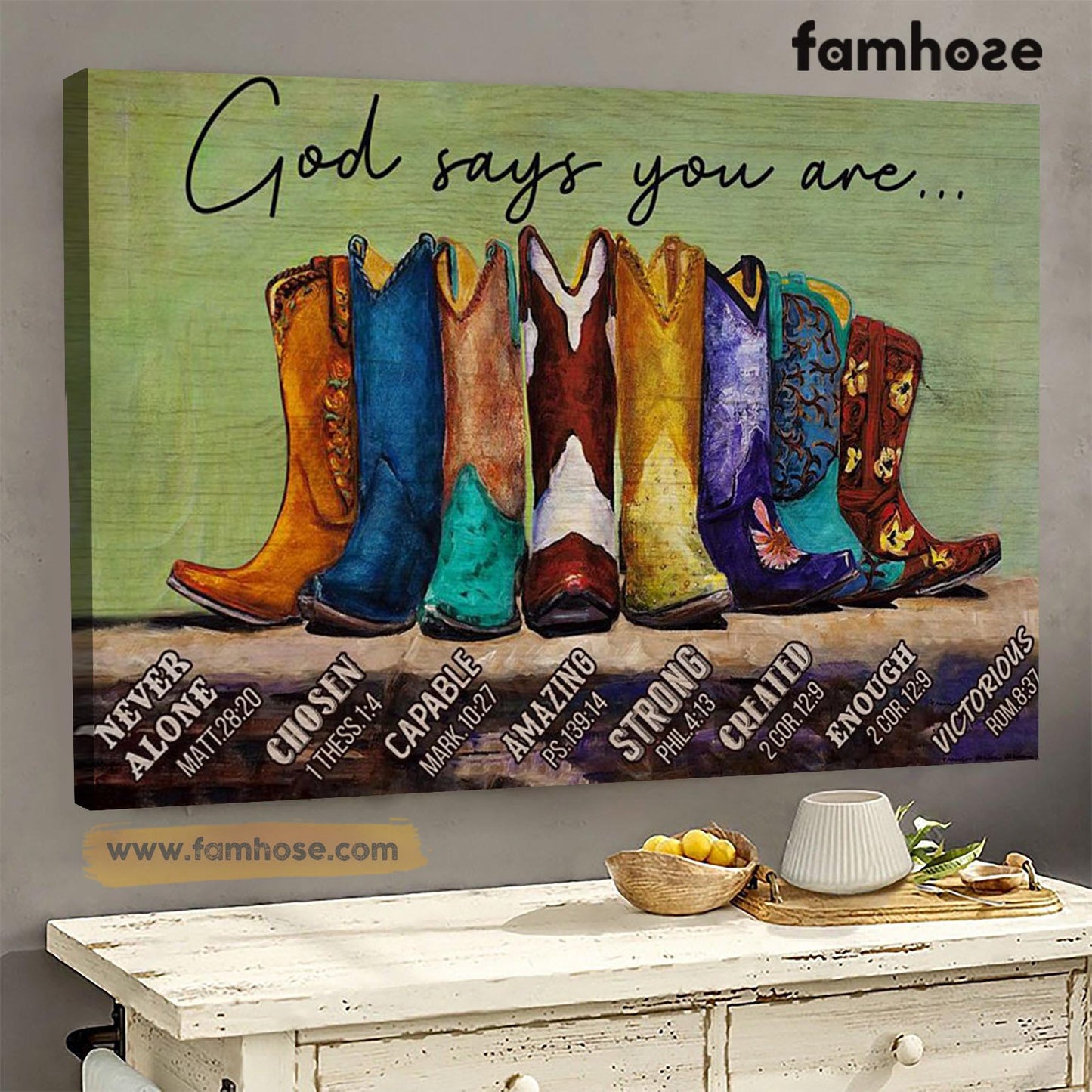 Cowgirl Poster & Canvas, God Says You Are Never Alone Chosen Amazing Strong, Cowgirl Canvas Wall Art, Poster Gift For Horse Lovers