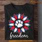 July 4th Cute Dog T-shirt, Dogshoe Inside Sunflower Freedom, Independence Day Gift For Dog Lovers, Dog Owners, Dog Tees