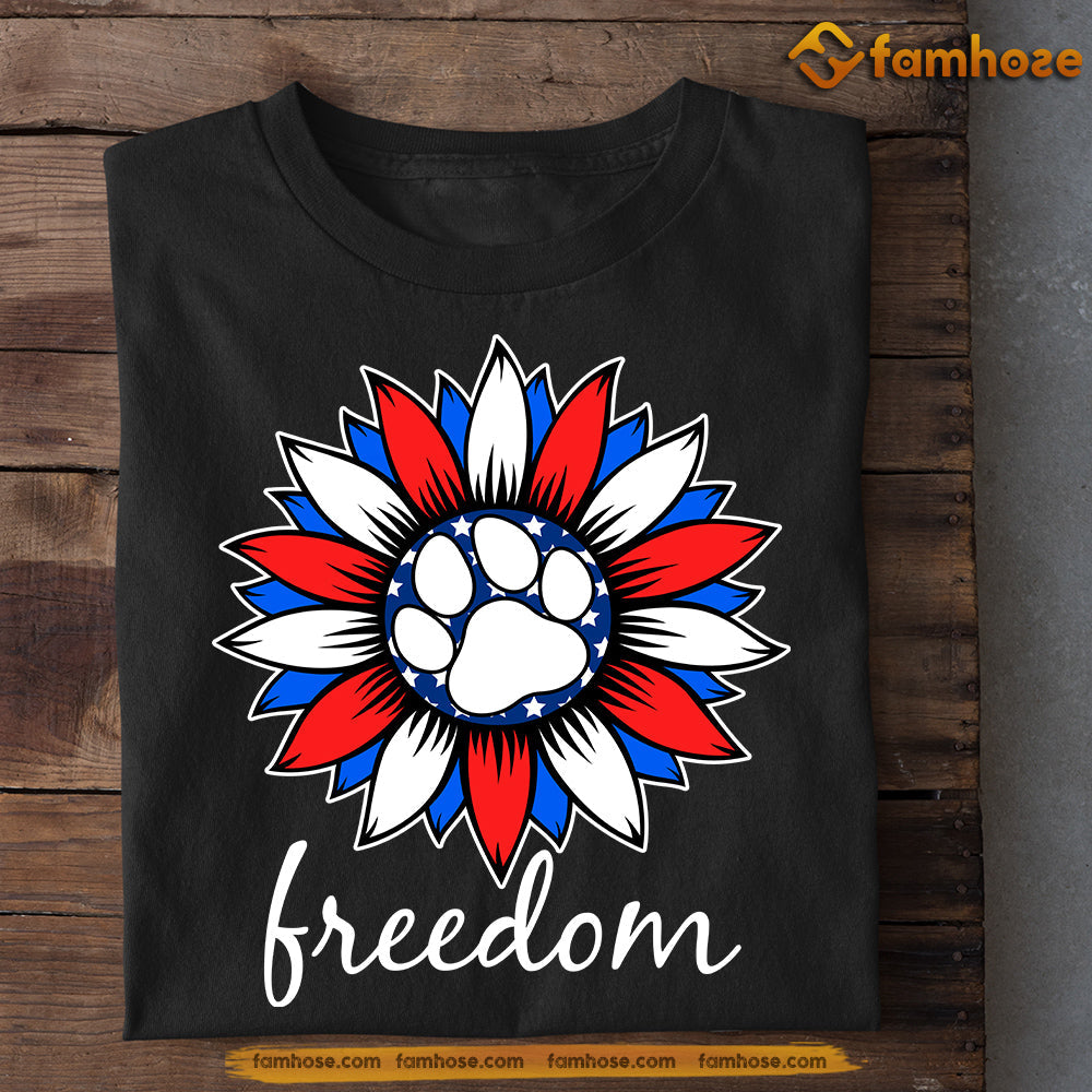 July 4th Cute Dog T-shirt, Dogshoe Inside Sunflower Freedom, Independence Day Gift For Dog Lovers, Dog Owners, Dog Tees