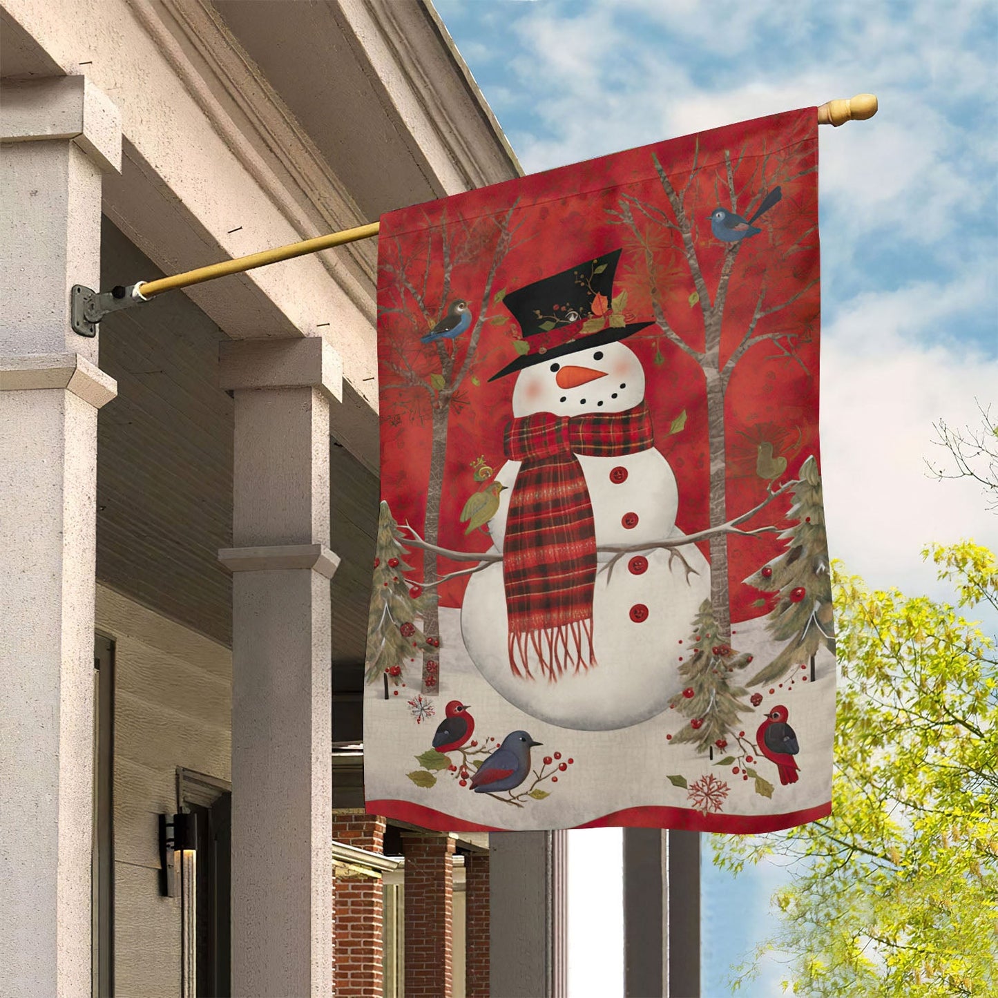 Snowman Wearing Noel Hat, Snowman Xmas Garden Flag & House Flag, Christmas Flag Gift For Snowman Lovers