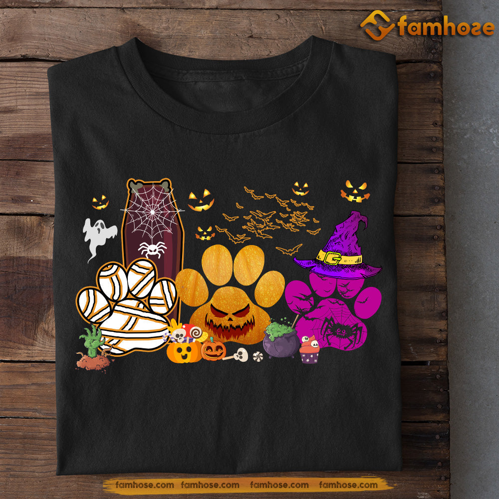 Cute Halloween Dog T-shirt, Dogshoes With Witch Hats, Gift For Dog Lovers, Dog Owners, Dog Tees