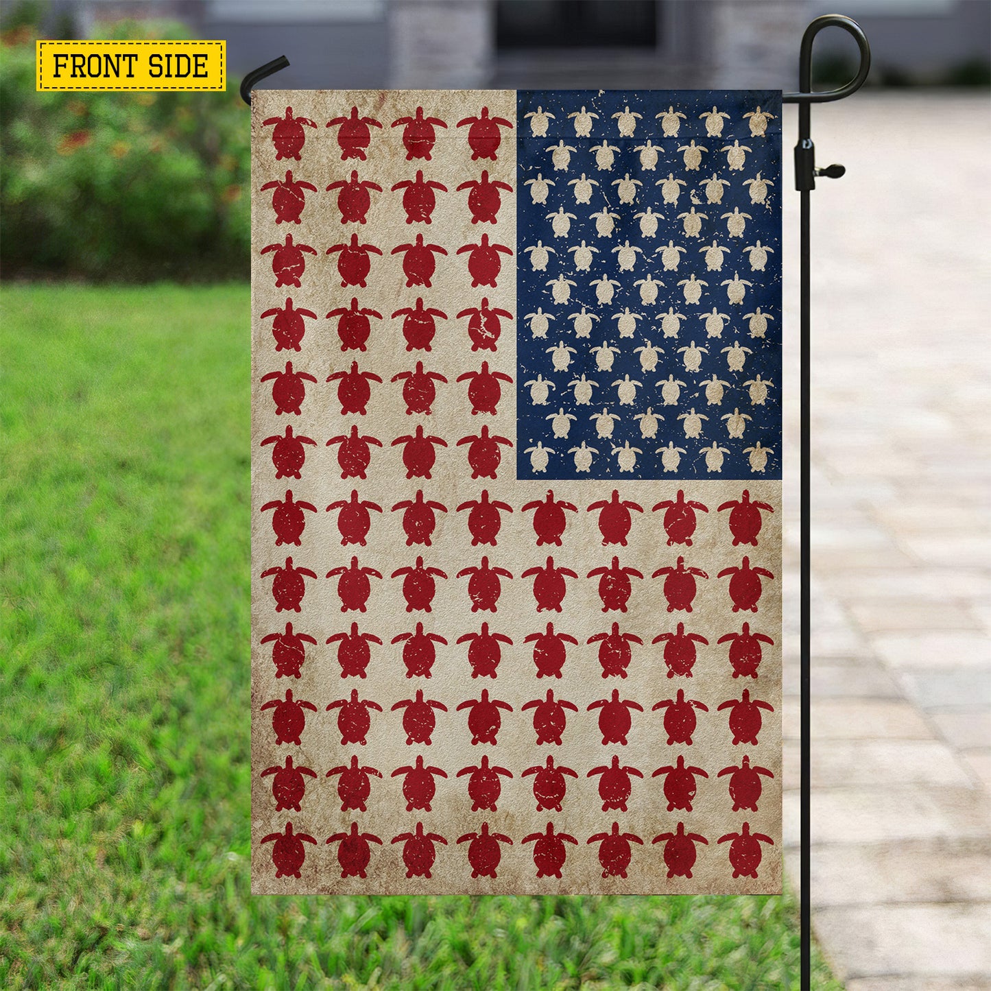 July 4th Turtle American Garden Flag & House Flag, Independence Day Patriotic Turtle USA Yard Flag Gift For Turtle Lovers