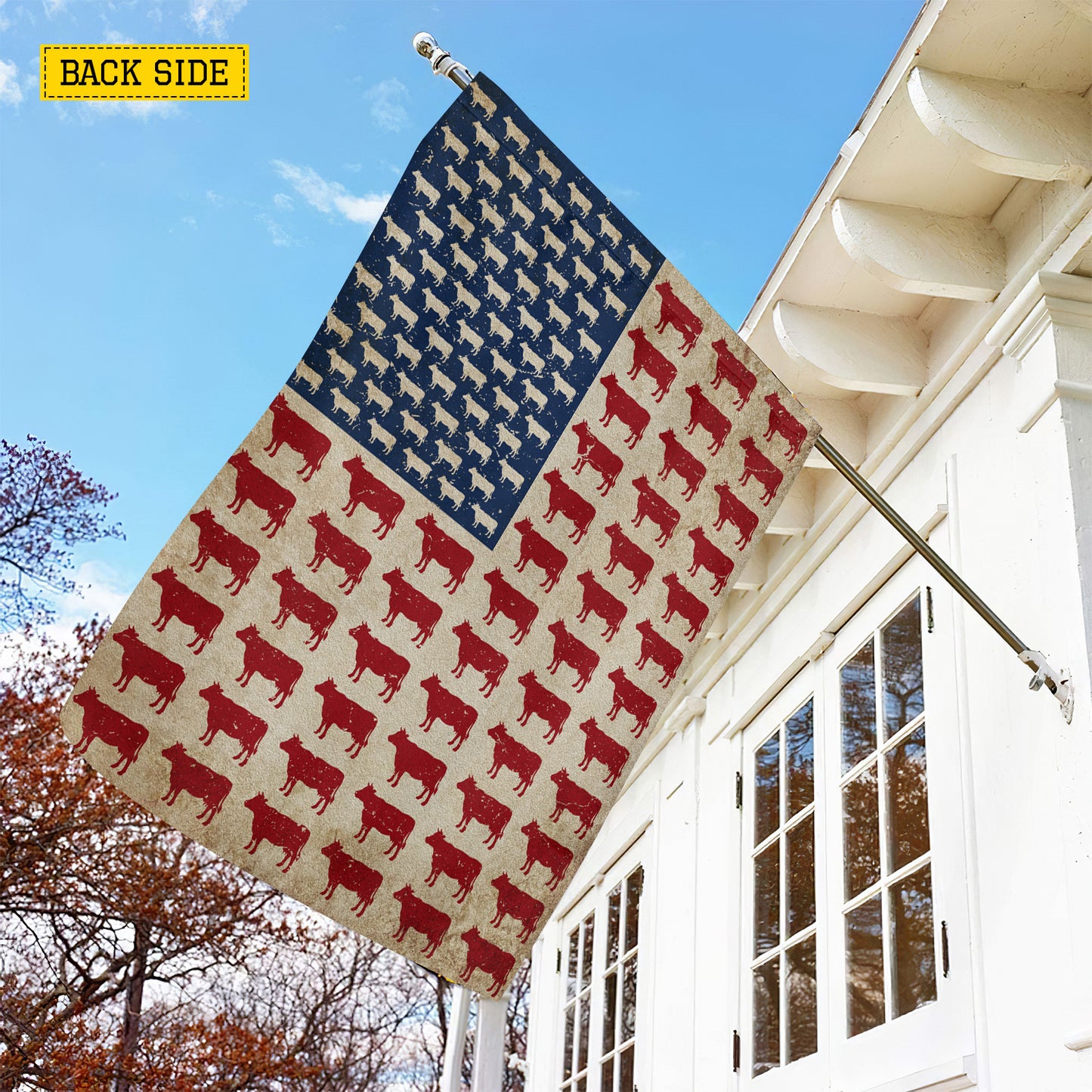 July 4th Cow American Garden Flag & House Flag, Independence Day Patriotic Cows USA Yard Flag Gift For Cow Lovers, Farmers