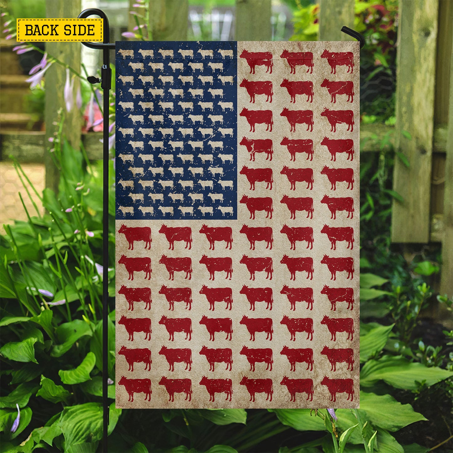 July 4th Cow American Garden Flag & House Flag, Independence Day Patriotic Cows USA Yard Flag Gift For Cow Lovers, Farmers