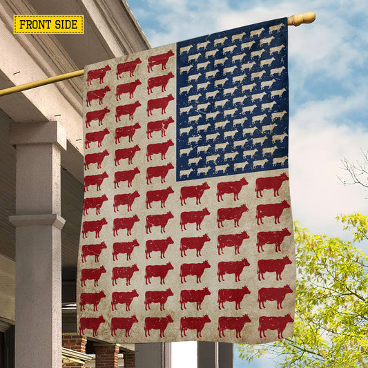 July 4th Cow American Garden Flag & House Flag, Independence Day Patriotic Cows USA Yard Flag Gift For Cow Lovers, Farmers