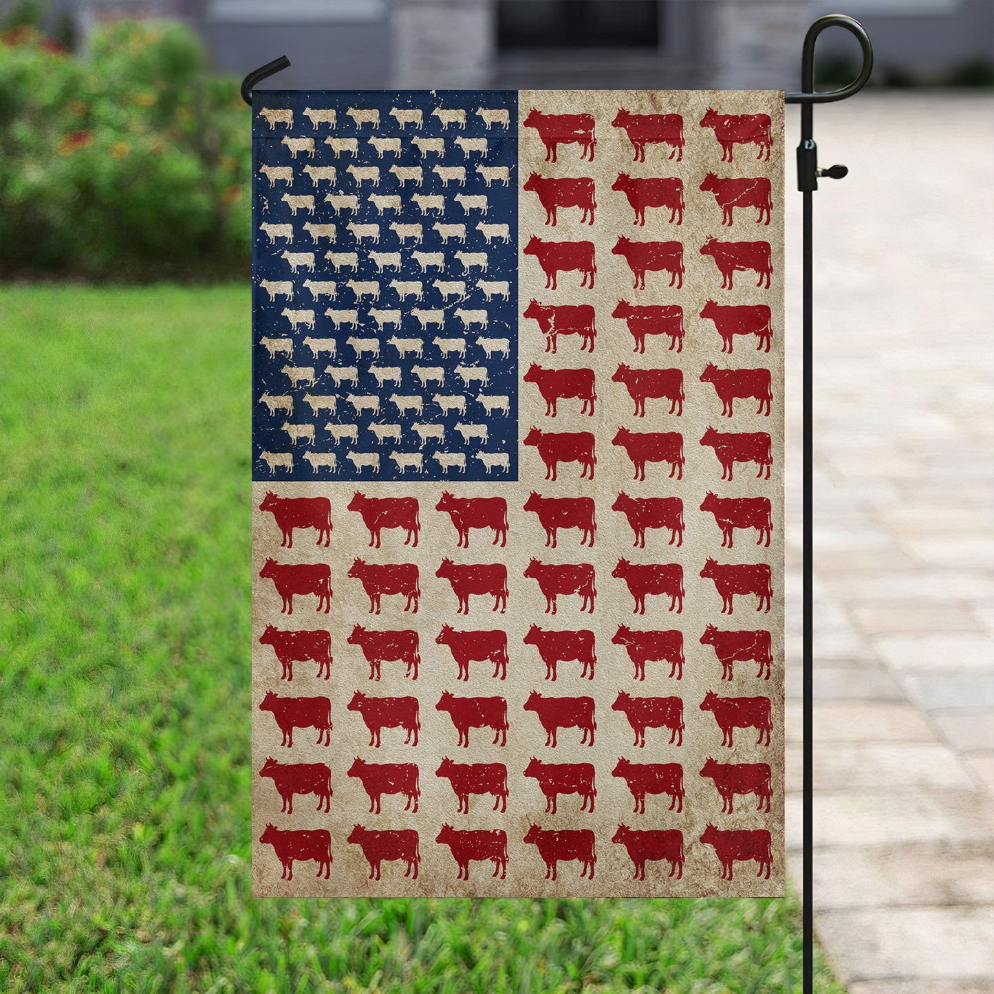 July 4th Cow Garden Flag & House Flag, Cow Arrange The USA Flag, Independence Day Yard Flag Gift For Cow Lovers, Farmers Flag