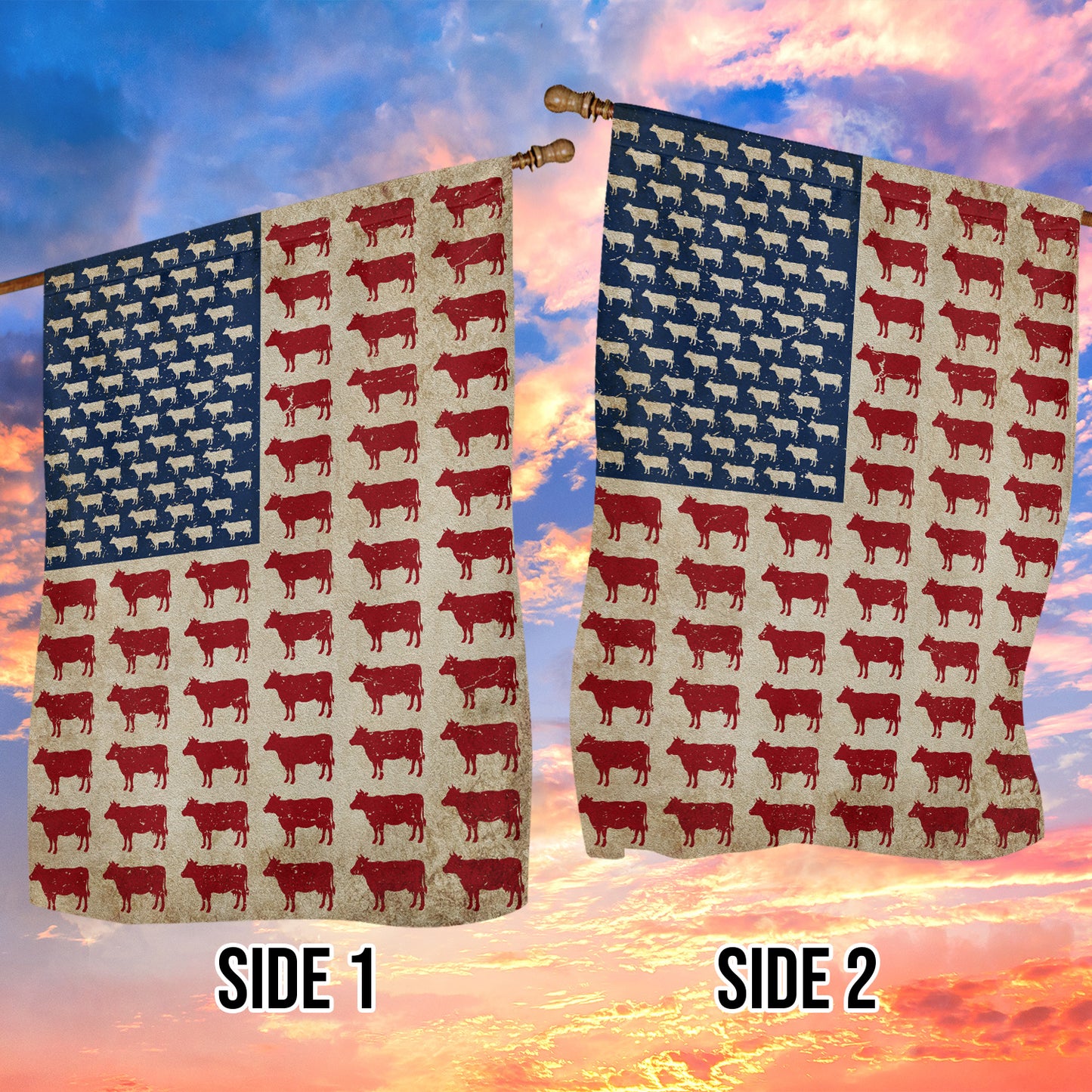 July 4th Cow Garden Flag & House Flag, Cow Arrange The USA Flag, Independence Day Yard Flag Gift For Cow Lovers, Farmers Flag