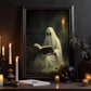 The Ghost Reading Book Vintage Halloween Canvas Painting, Wall Art Decor - Dark Surreal Ghost Halloween Poster Gift