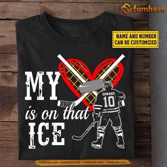 Personalized Hockey Boy T-shirt, My Is On That Ice, Father's Day Gift For Hockey Man Lovers, Hockey Players