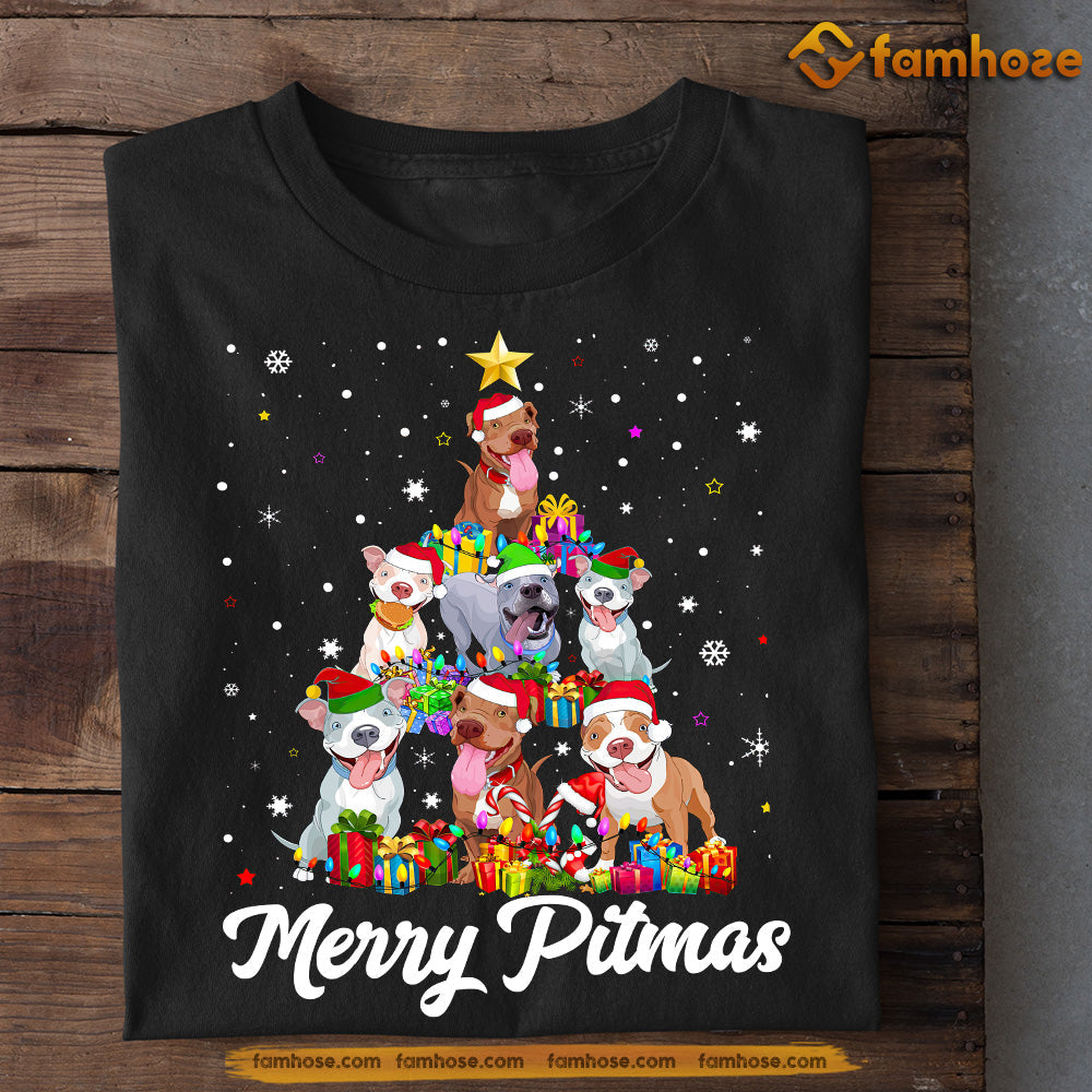 Pitbull Dog Christmas T-shirt, Merry Pitmas, Gift For Dog Lovers, Dog Tees, Dog Owners