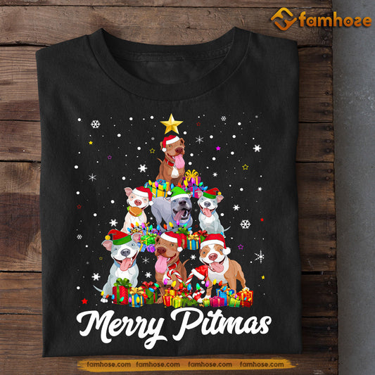 Pitbull Dog Christmas T-shirt, Merry Pitmas, Gift For Dog Lovers, Dog Tees, Dog Owners