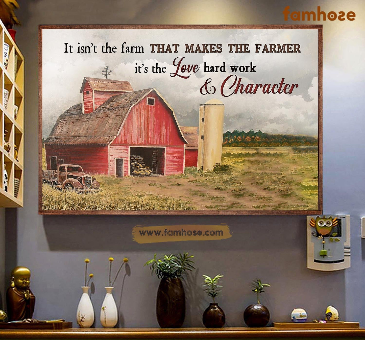 Farm Poster & Canvas, It Isn't The Farm That Makes The Farmer It's The Love Hard Work, Farmer Canvas Wall Art, Poster Gift For Farm Lovers