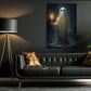 The Wet Ghost Holds The Candle Vintage Halloween Canvas Painting, Wall Art Decor - Dark Surreal Ghost Halloween Poster Gift