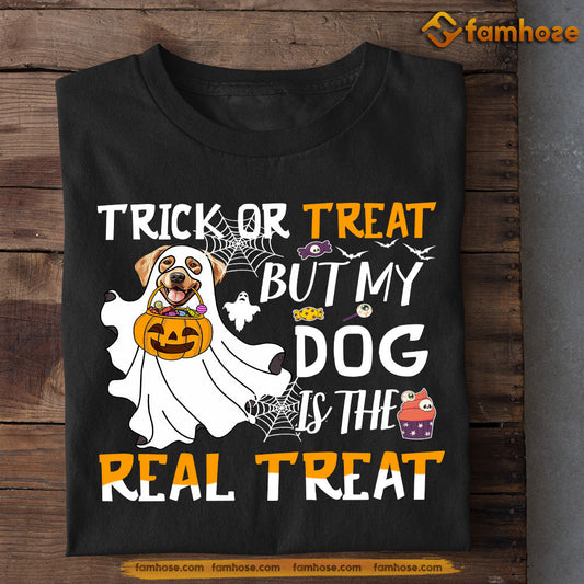 Funny Halloween Dog T-shirt, Trick Or Treat But My Dog Is The Real Treat, Gift For Dog Lovers, Dog Owners, Dog Tees