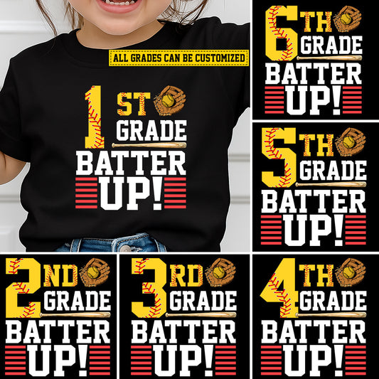 Personalized Softball T-shirt, Batter Up Grade Can Be Changed, Back To School Gift For Softball Lovers, Softball Tees