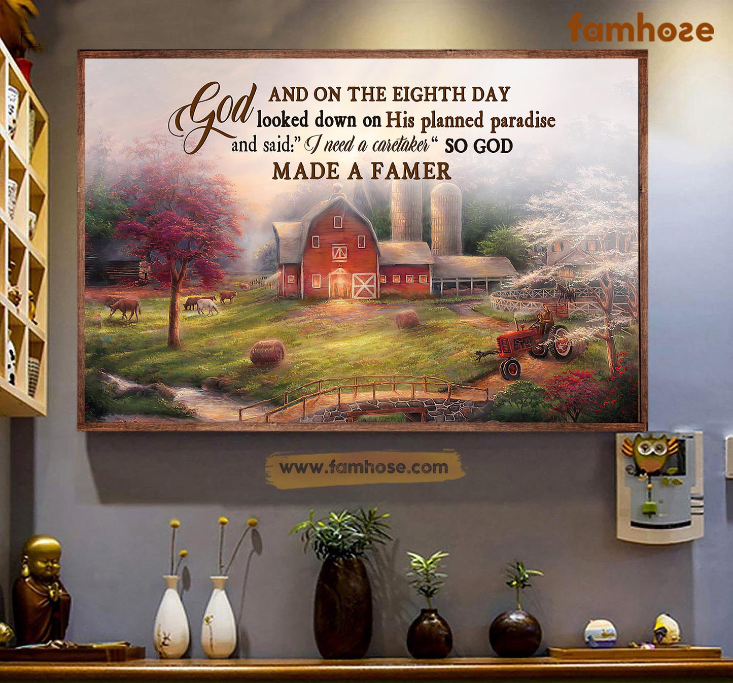 Farm Poster & Canvas, And On The 8th Day God Looked Down On His Planned Paradise, Farmer Canvas Wall Art, Poster Gift For Farm Lovers