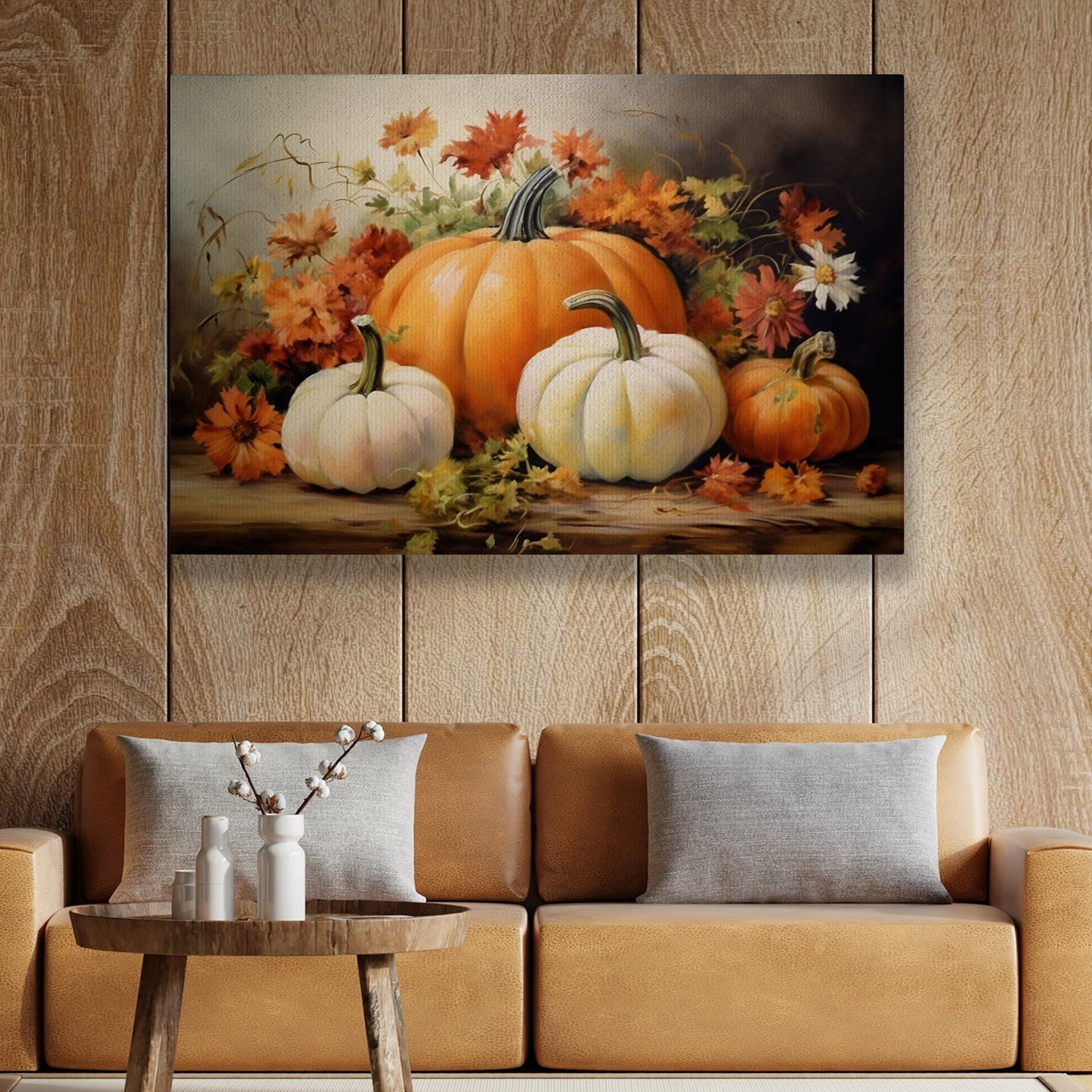 Pumpkins Make Me Feel Grateful Thanksgiving Canvas Painting, Wall Art Decor - Thanksgiving Poster Gift For Decorating Your Home