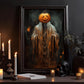 The Pumpkin Ghost Vintage Halloween Canvas Painting, Wall Art Decor - Dark Surreal Ghost Halloween Poster Gift