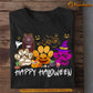 Halloween Dog T-shirt, Happy Halloween Dogshoes With Witch Hats, Gift For Dog Lovers, Dog Owners, Dog Tees