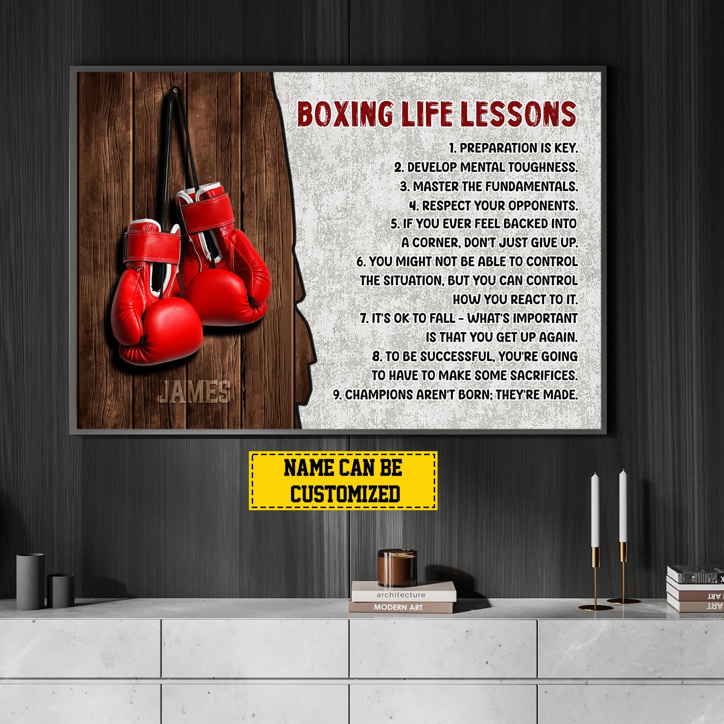 Boxing Life lessons, Personalized Motivational Boxing Canvas Painting, Sports Quotes Wall Art Decor, Poster Gift For Boxing Lovers