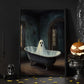 The Spooky Ghost in Bathtub Halloween Canvas Painting, Wall Art Decor - Dark Academia Ghost Halloween Poster Gift