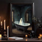 The Spooky Ghost in Bathtub Halloween Canvas Painting, Wall Art Decor - Dark Academia Ghost Halloween Poster Gift