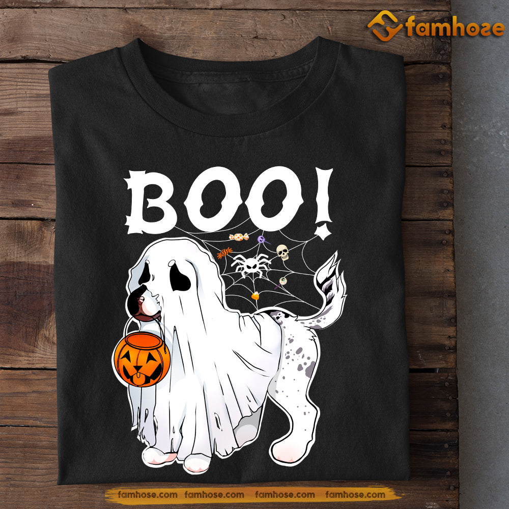 Cute Halloween Dog T-shirt, Boo Dog Hold A Pumpkin Light, Gift For Dog Lovers, Dog Owners, Dog Tees