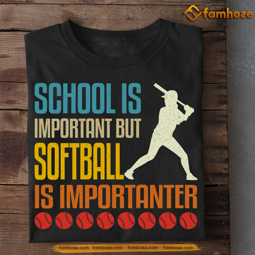 Vintage Back To School Softball T-shirt, School Is Important But, Gift For Softball Lovers, Softball Girls