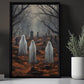 The Spooky Ghosts in Cemetery Dark Halloween Canvas Painting, Wall Art Decor - Dark Surreal Ghost Halloween Poster Gift