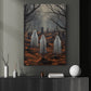 The Spooky Ghosts in Cemetery Dark Halloween Canvas Painting, Wall Art Decor - Dark Surreal Ghost Halloween Poster Gift