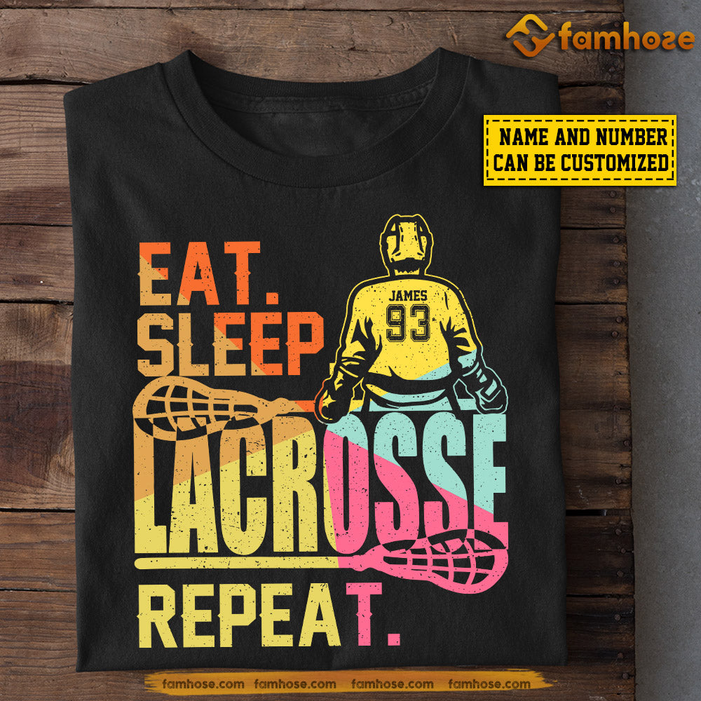 Personalized Funny Lacrosse Boy T-shirt, Eat Sleep Lacrosse Repeat, Gift For Lacrosse Lovers, Lacrosse Players