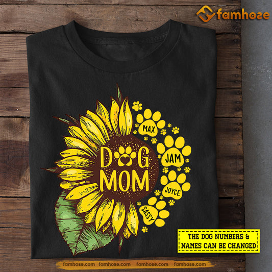 Personalized Dog Mom T-shirt, Sunflower Dogshoe Dog Mom, Mother's Day Gift For Dog Lovers, Dog Owners,  Dog Mom Tees