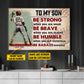 To My Son Be Strong Brave Humble Badass, Personalized Baseball Boy Canvas Painting, Inspirational Quotes Wall Art Decor, Poster Gift For Kids Baseball Lovers, Gift For Son From Mom,Dad