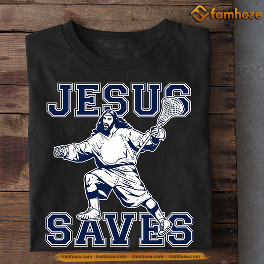 Interesting Lacrosse T-shirt, Jesus Saves, Gift For Lacrosse Lovers, Lacrosse Players