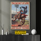 The Secret Of Life Just Enjoy The Ride, Personalized Motocross Boy Canvas Painting, Sports Quotes Wall Art Decor, Poster Gift For Motocross Lovers