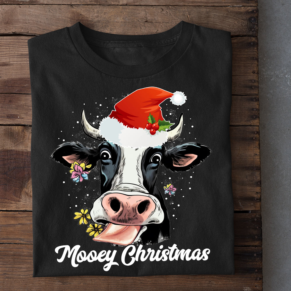 Cow Christmas T-shirt, Festive Cow Cheer A Mooey Christmas, Christmas Gift For Cow Lovers, Farmer Tees, Cow Tees