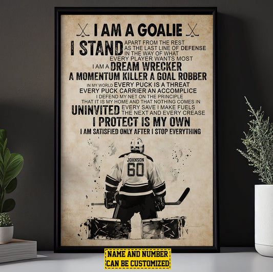 Personalized Goalie Boy Canvas Painting, I Am A Goalie, Sports Quotes Wall Art Decor, Poster Gift For Goalie Lovers