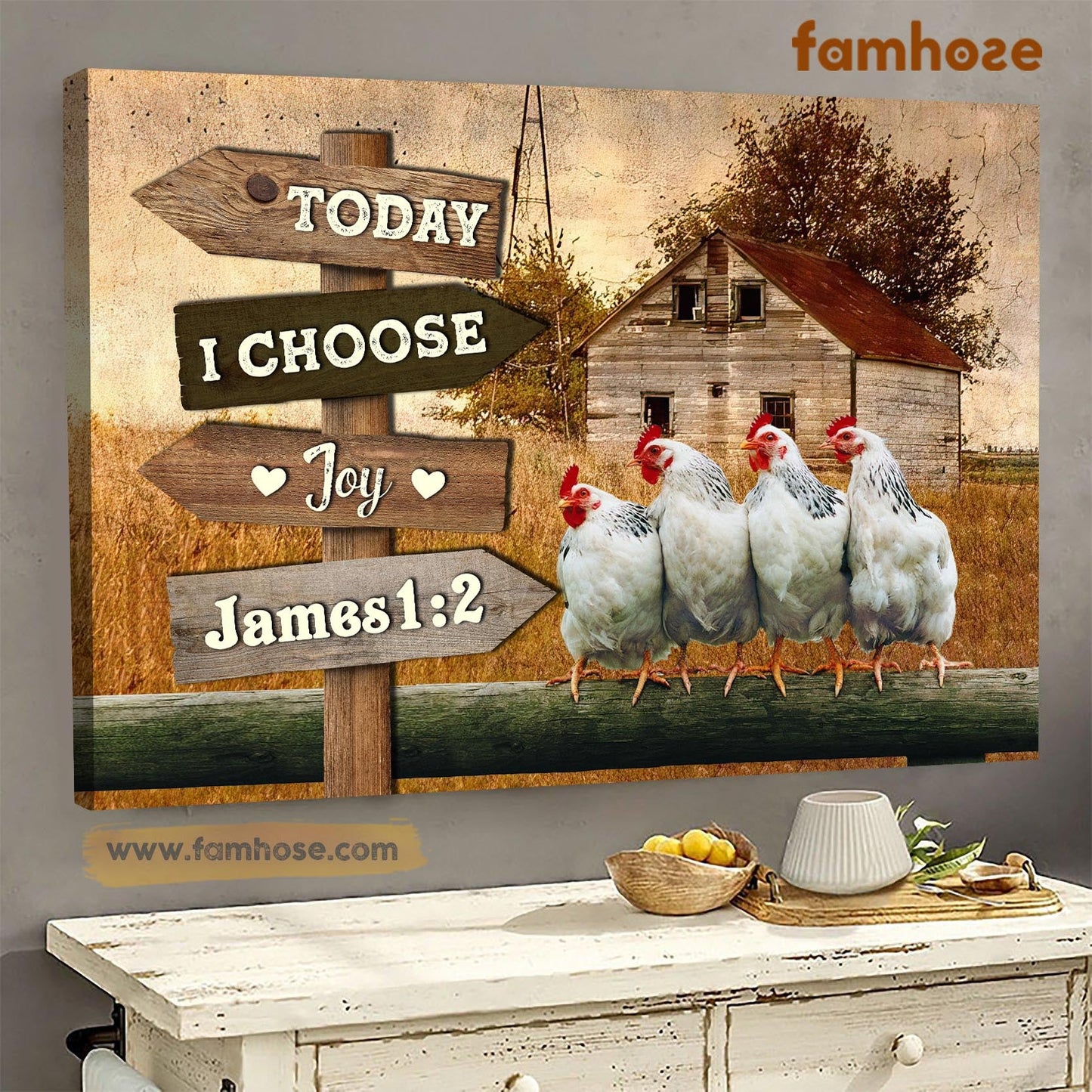 Chicken Poster & Canvas, Today I Choose Joy, Chicken Canvas Wall Art, Poster Gift For Chicken Lovers